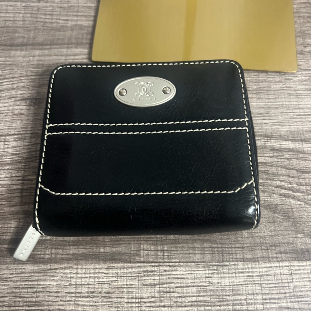 Celine Black Compact Leather Wallet